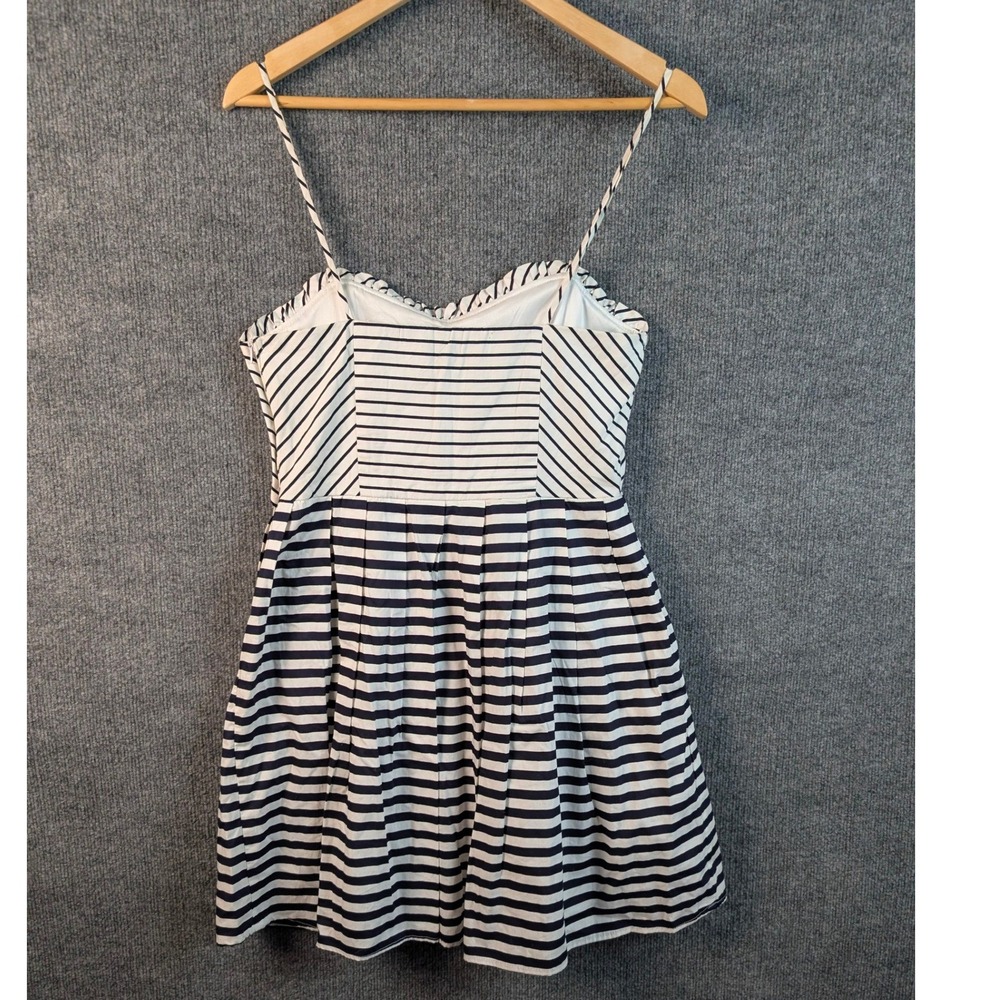 City Triangles Navy Blue White Striped Fit & Flare Mini Dress Size 11 Nautical - Picture 2 of 7